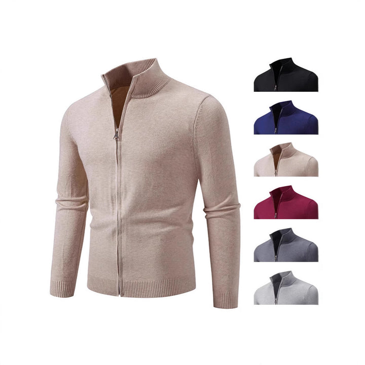Herren modischer Strickpullover mit hohem Kragen und Reißverschluss Echoarchiv