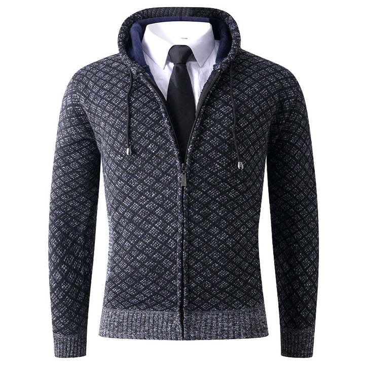 Herren elegante Kapuzenjacke mit strukturiertem Muster Echoarchiv