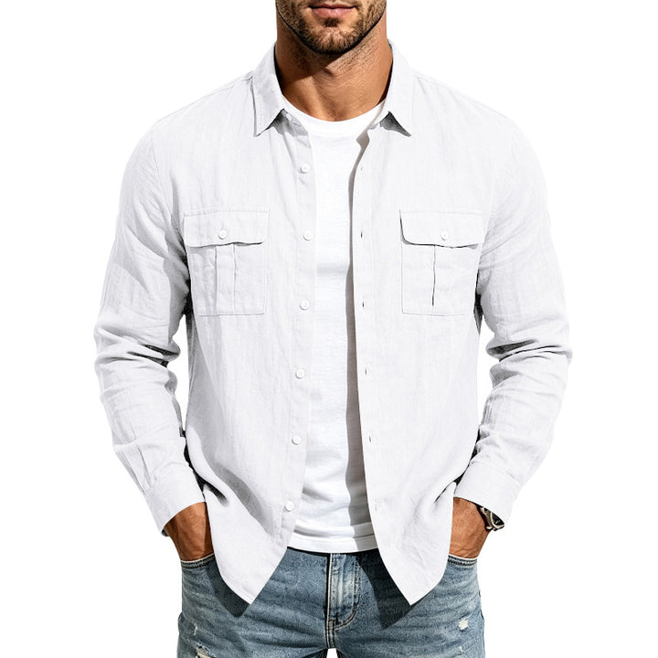 Herren Leinenhemd mit Brusttaschen und lässigem Overshirt Echoarchiv