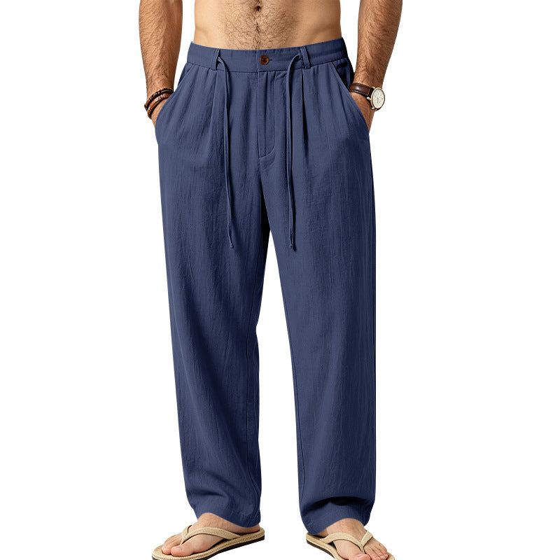 Herren Leichte Leinenhose mit Bundfalten und Kordelzug Echoarchiv