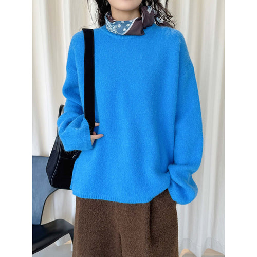 Damen Weicher Angora‑Optik Rundhalspullover mit lockerer Oversize‑Silhouette Echoarchiv