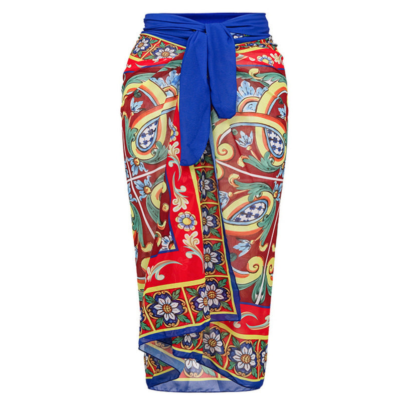 Damen Badeanzug-Set mit floralem Muster und elegantem Wickelrock Echo Archiv