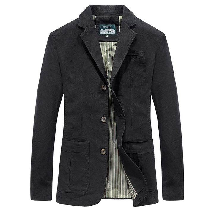 Herren nan legeres Baumwoll-Twill Sakko mit aufgesetzten Taschen und gestreiftem Innenfutter Echo Archiv