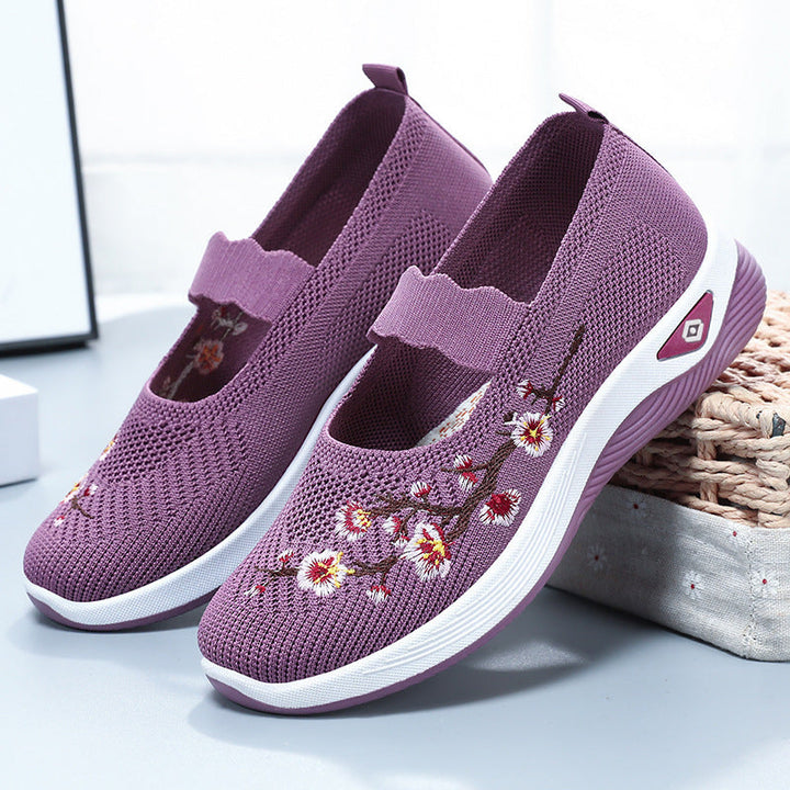 Damen Sportliche Slip-On Sneakers mit floralem Stickdesign Echo Archiv