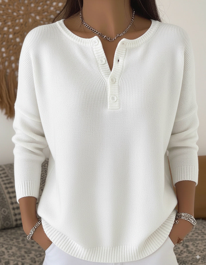 Damen Bequemer und eleganter Strickpullover mit Knopfleiste Echo Archiv