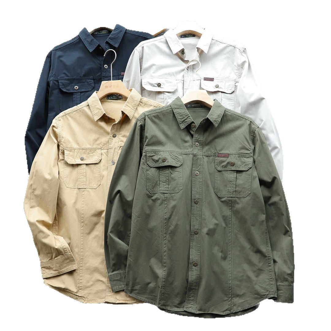 Herren Hemdjacke aus Baumwoll-Twill mit Brustklappen und Knopfleiste Echo Archiv
