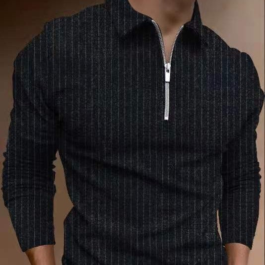Herren Poloshirt mit Reißverschluss und Streifenmuster Echoarchiv