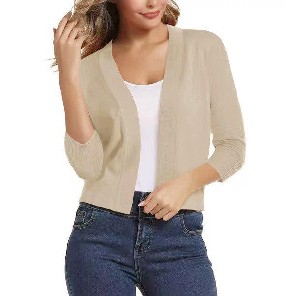 Damen nan offener Kurzcardigan mit dreiviertelärmeln und elastischem Saum Echo Archiv