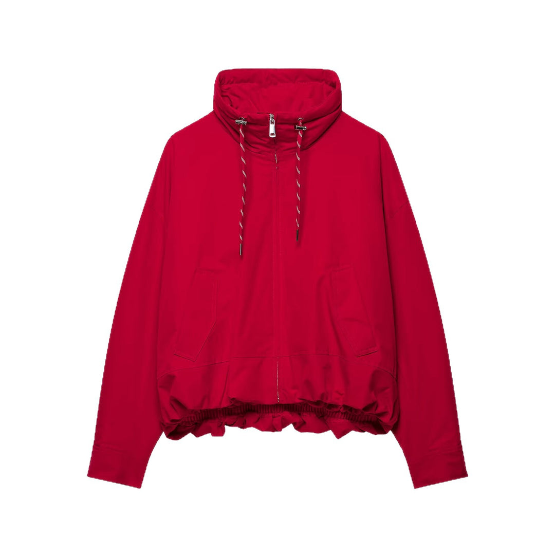 Damen Kurze Oversize-Utility-Jacke mit hohem Stehkragen, Kordelzug und elastischem Saum Echoarchiv
