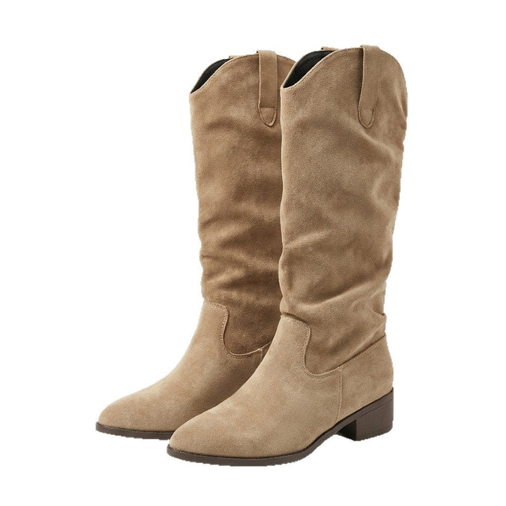 Damen Elegante Wildleder-Stiefel mit leichtem Stretch-Schaft Echoarchiv