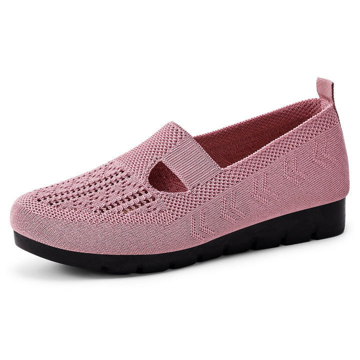 Damen nan gestrickter Slip-On Ballerina-Slipper mit elastischem Mary-Jane-Riemen und gedämpfter Keilsohle Echo Archiv