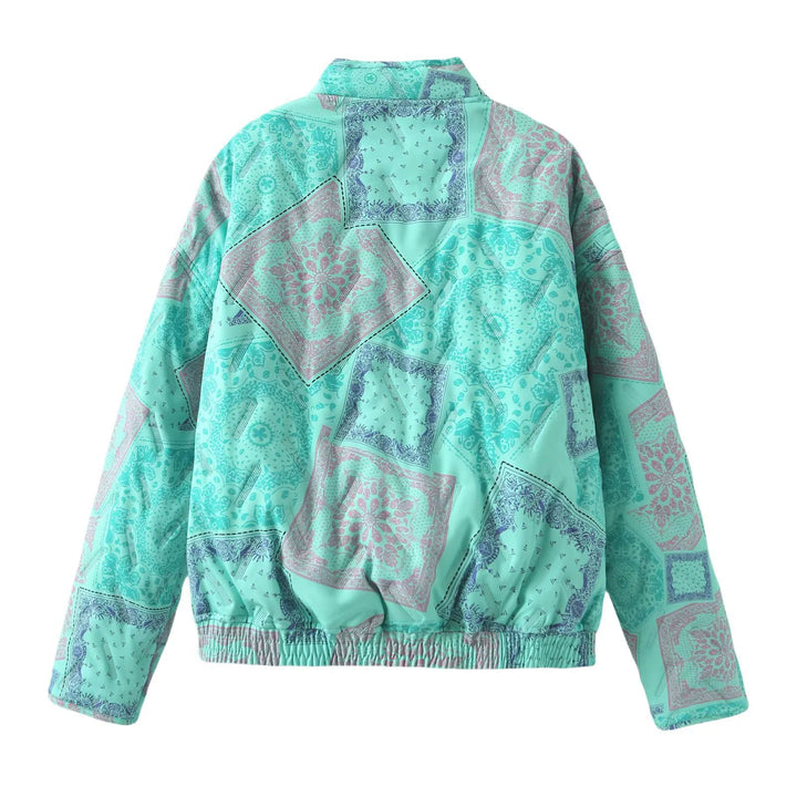 Damen nan gesteppte Bomberjacke mit Patchwork-Paisley, Stehkragen und elastischem Saum Echo Archiv