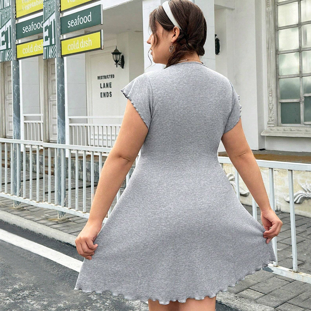 Damen lässiges Jersey-Kleid mit verspielt geschwungenem Saum und dekorativen Bändern Echo Archiv