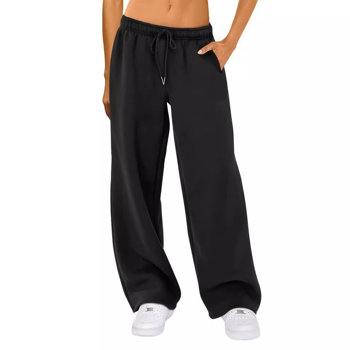 Damen relaxed-fit Wide‑Leg Sweatpants mit hohem Komfortbund Kordelzug und nahtverdeckten Eingrifftaschen – Avélisse