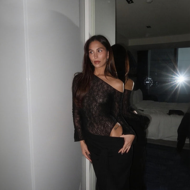 Damen eleganter Spitzen-Bodysuit mit schickem langen Rock Echo Archiv