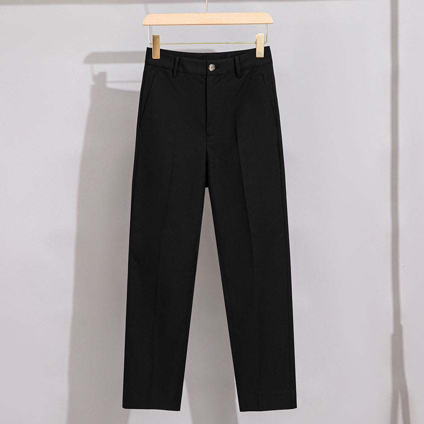 Damen Hochtaillierte gerade geschnittene Chino-Hose mit Bügelfalte Echoarchiv