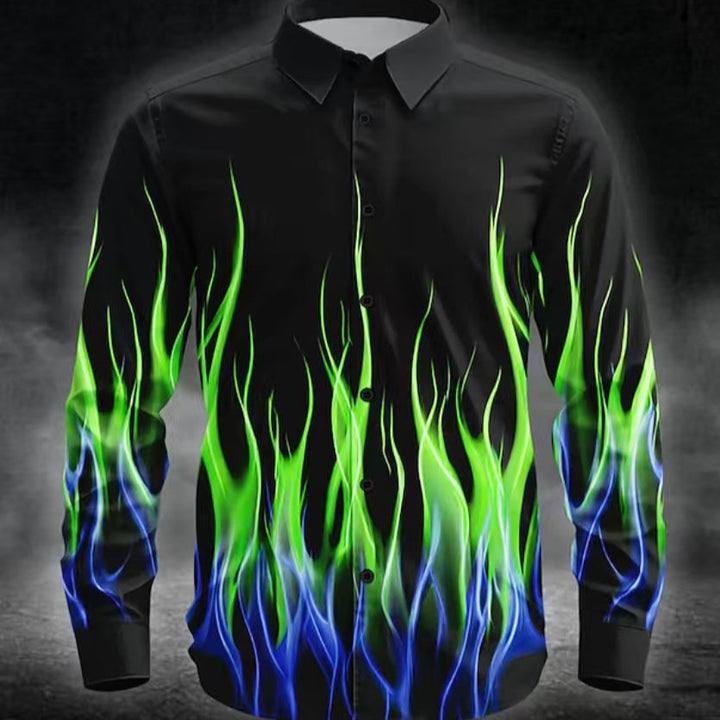Herren Langarmhemd mit innovativem Flammenmuster Echoarchiv