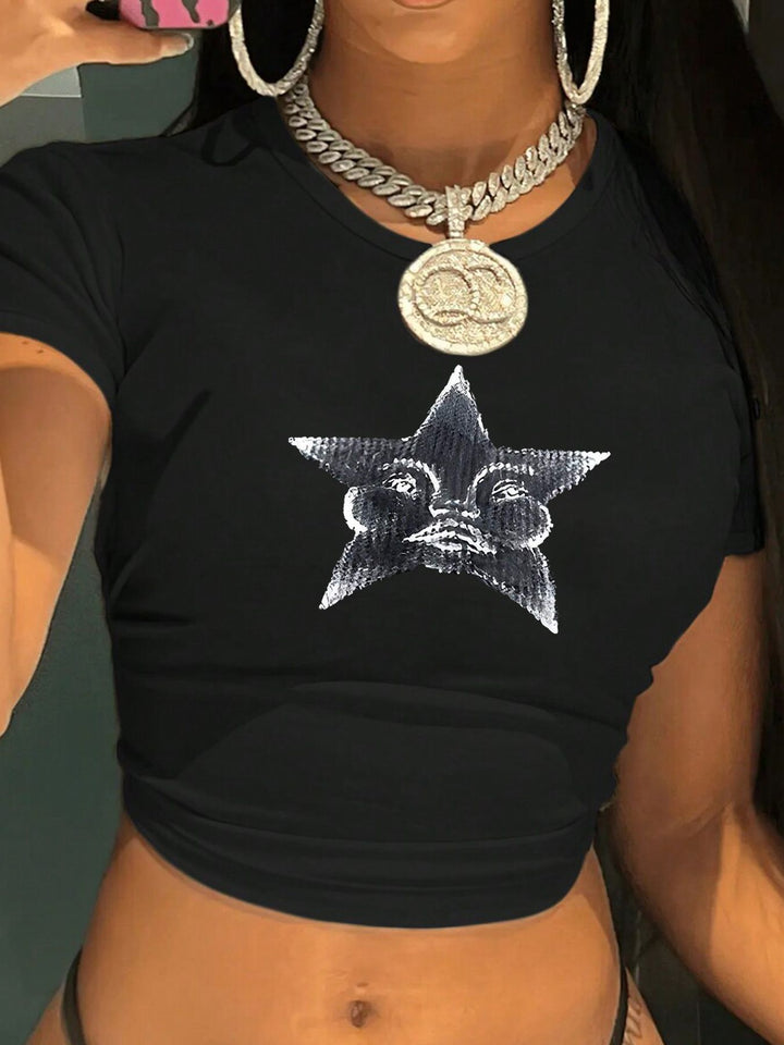 Damen Crop-T-Shirt mit kreativem Telefon-Design Echo Archiv