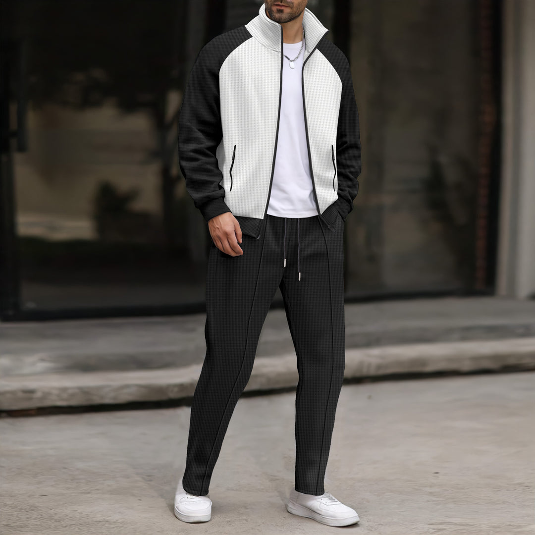 Herren sportliches Jacken- und Hose-Set mit strukturiertem Design Echoarchiv