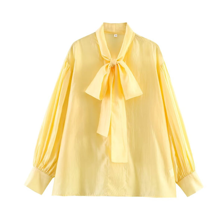Damen Schluppenbluse aus Satin mit Ballonärmeln und weiter Passform Echo Archiv