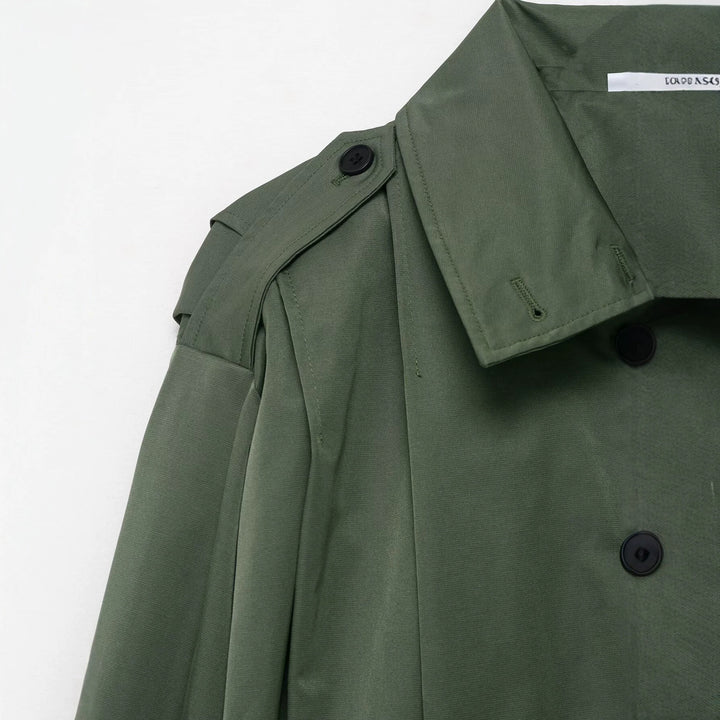 Damen Cropped-Boxy-Trenchjacke im Utility-Look mit Epauletten und weitem Manschettenärmel Echoarchiv