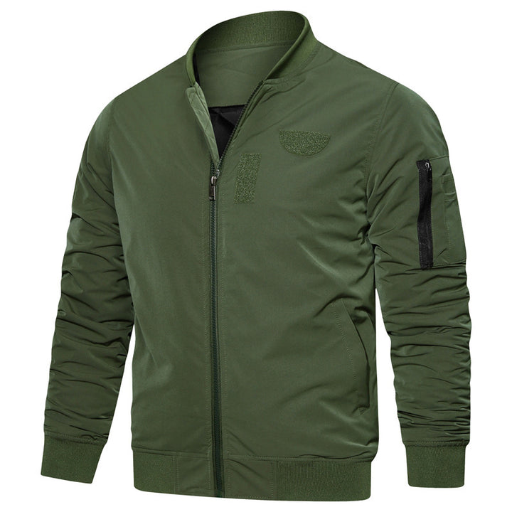 Herren Leichte Piloten-Bomberjacke im Utility-Stil mit Ärmeltasche und Rippbündchen – Brevano