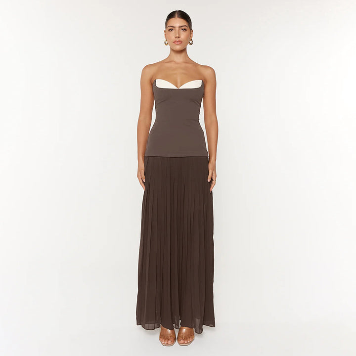 Damen Elegantes Maxikleid mit tailliertem Oberteil und fließendem Rock Echo Archiv