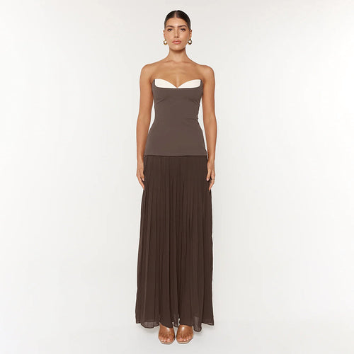Damen Elegantes Maxikleid mit tailliertem Oberteil und fließendem Rock Echo Archiv