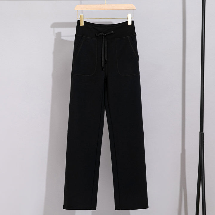 Damen Breite Baumwoll-Frottee-Loungehose mit hohem Bund und Tunnelzug Echoarchiv