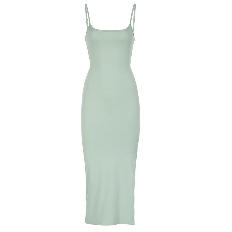 Damen elegantes, figurbetontes Midi-Kleid mit feinen Spaghettiträgern Echo Archiv