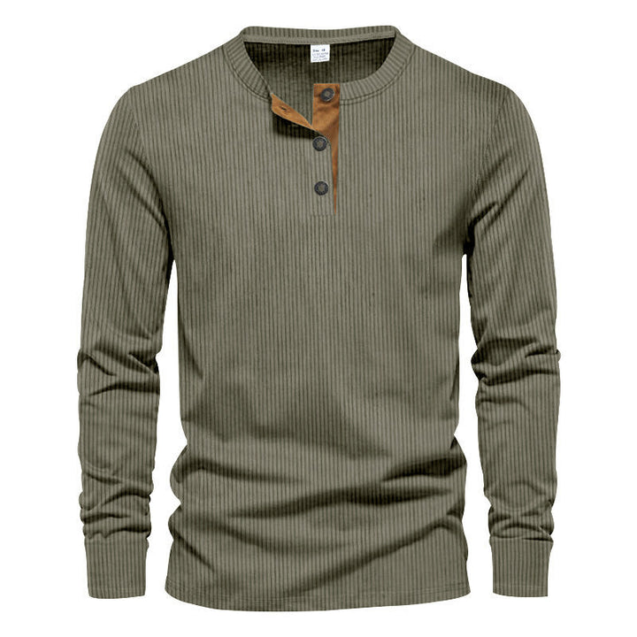 Herren Langarm-Henley-Shirt mit strukturiertem Design Echoarchiv