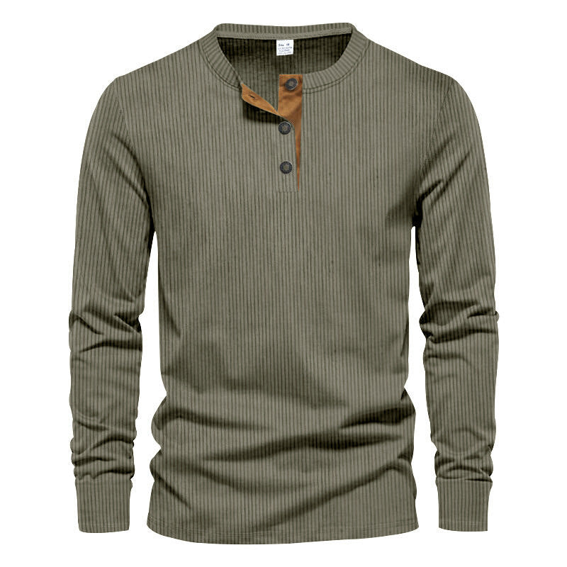Herren Langarm-Henley-Shirt mit strukturiertem Design Echoarchiv