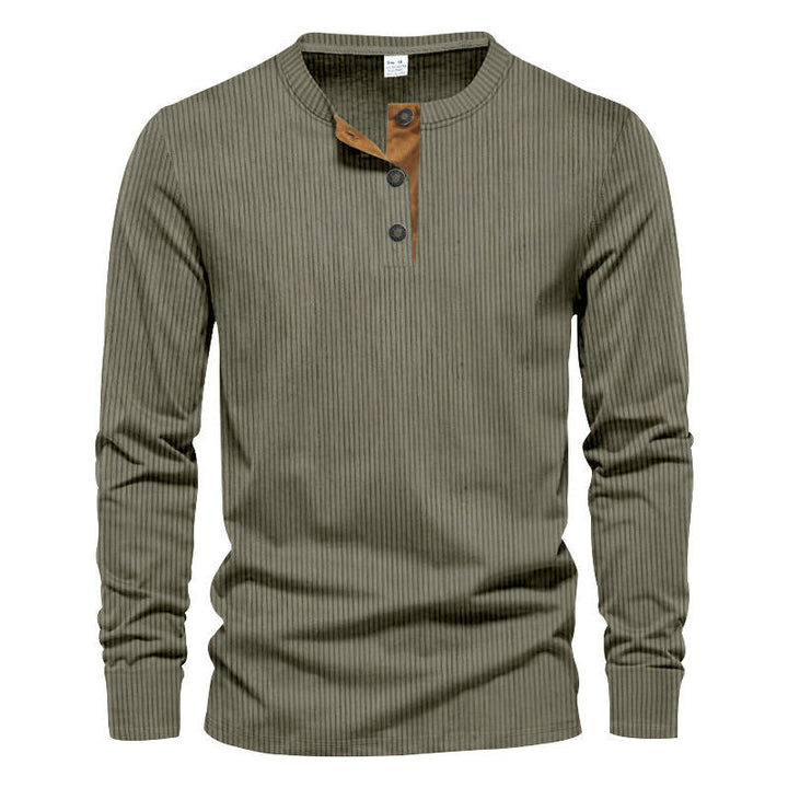 Herren Langarm-Henley-Shirt mit strukturiertem Design Echoarchiv