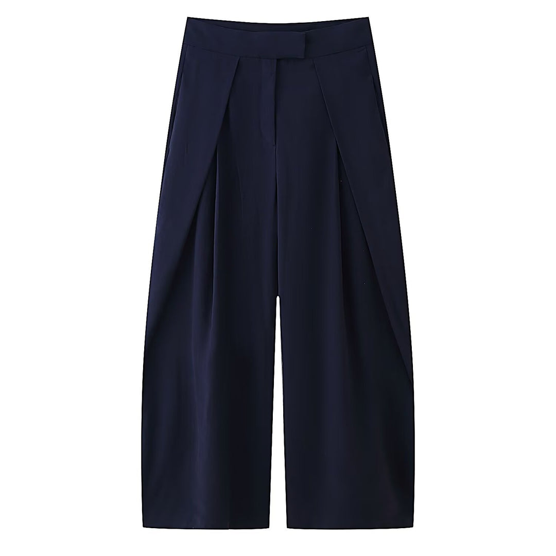Damen weit geschnittene Culotte-Hose mit eleganten Falten und hohem Bund Echo Archiv