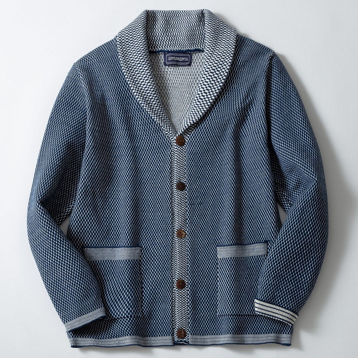Herren Strickjacke mit eleganten Knopfdetails und breitem Schalkragen Echoarchiv