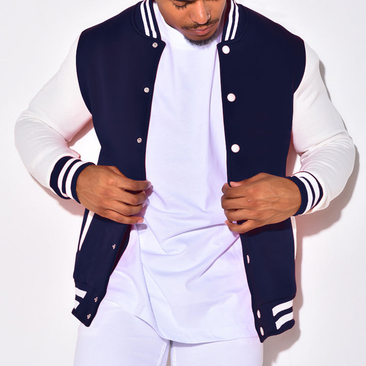Herren sportliche Collegejacke mit gestreiften Ärmelbündchen und praktischen Knöpfen Echoarchiv