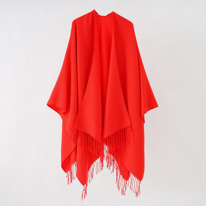 Damen Modischer Fransen-Poncho Aus Weichem Material mit Luxuriösem Fall Echoarchiv
