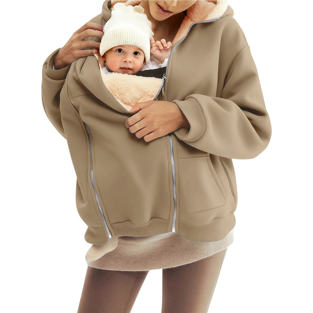 Damen nan Babytrage-Hoodie mit Teddyfutter und Zweiwege-Reißverschluss Echo Archiv