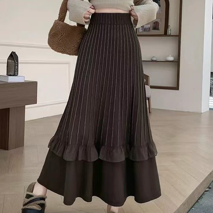 Damen Eleganter Maxi-Rock mit Volant und strukturiertem Design Echo Archiv