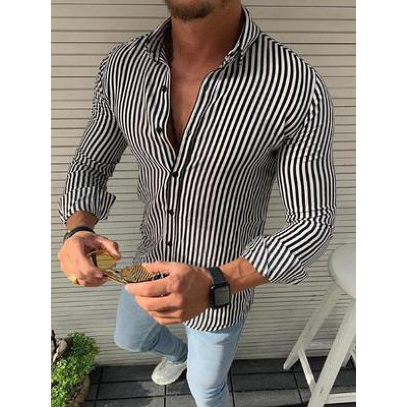 Herren Elegantes Langarmhemd mit Streifenmuster Echoarchiv