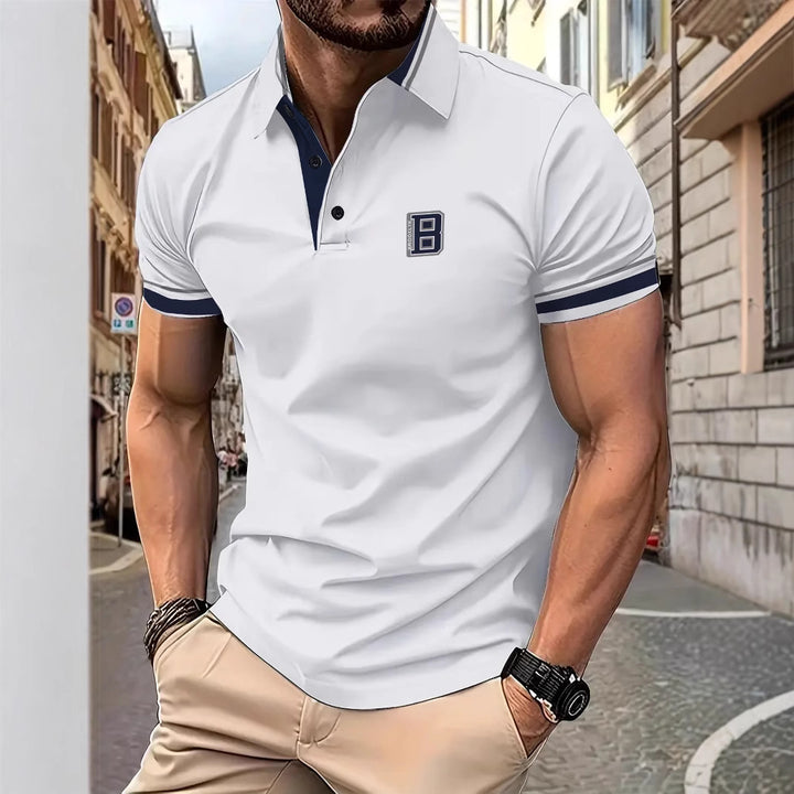 Herren Kurzarm Poloshirt mit modischen Kontrastdetails Echoarchiv
