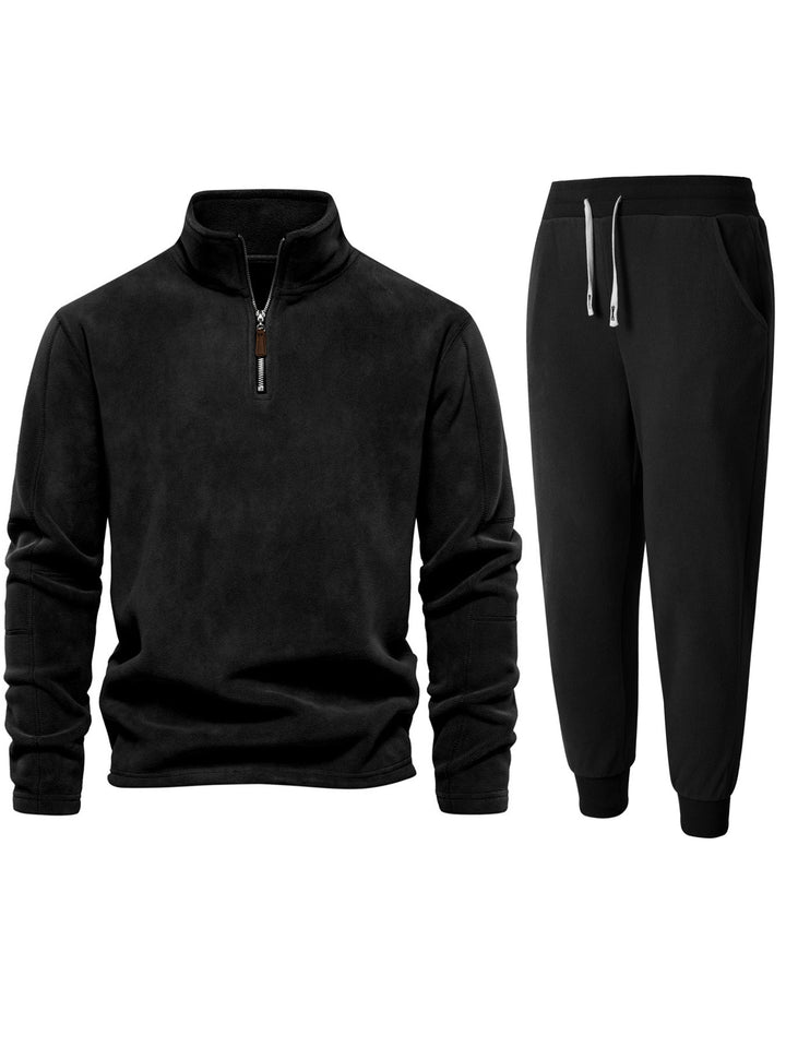 Herren Fleece-Relaxanzug mit Stehkragen und langen Hosen Echoarchiv