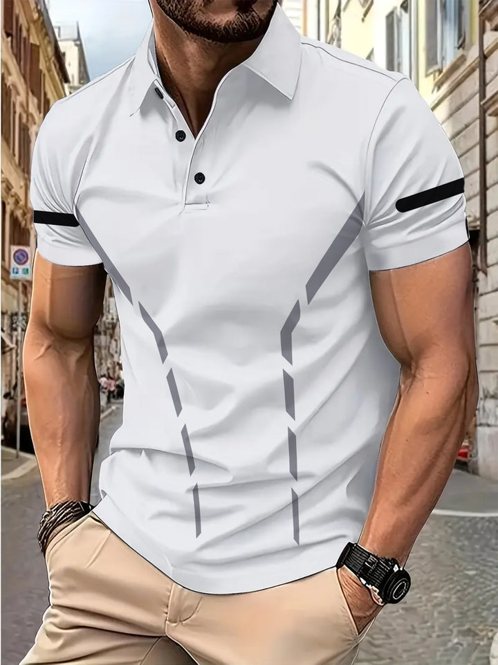 Herren Poloshirt mit modernem sportlichem Schnitt und dynamischen Akzentlinien Echoarchiv