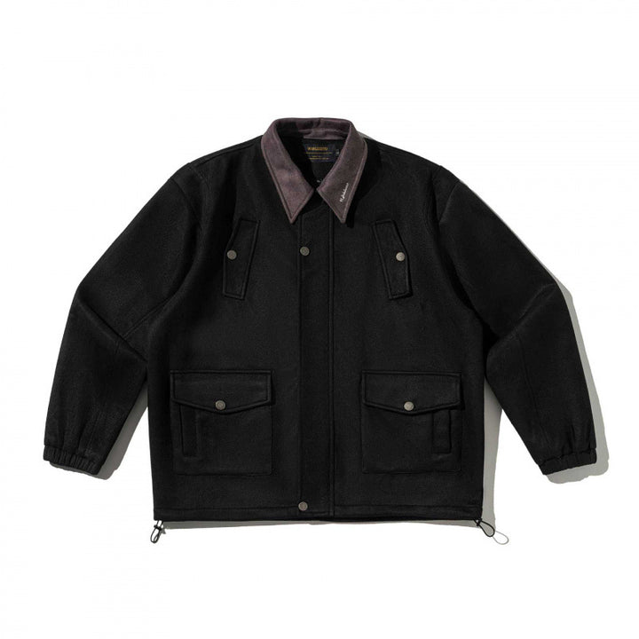 Herren Kastenförmige Wollmix-Blousonjacke mit Cordkragen, Pattentaschen und Tunnelzugsaum Echo Archiv
