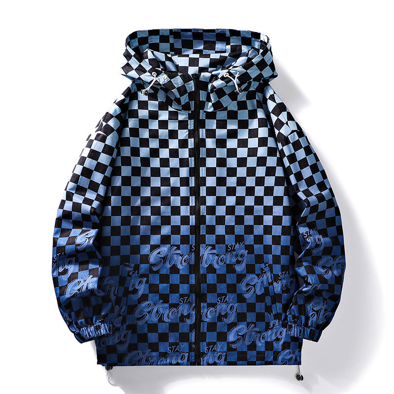 Unisex Sportliche Kapuzenjacke mit auffälligem Schachmuster Echoarchiv