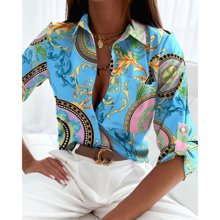 Damen modische Bluse mit künstlerischem Linienstil Echo Archiv