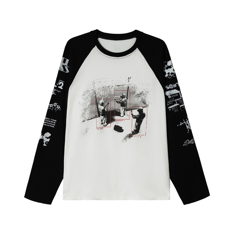 Unisex Raglan-Langarmshirt mit kontrastärmeln, Rundhals und urbanem Fotoprint Echoarchiv