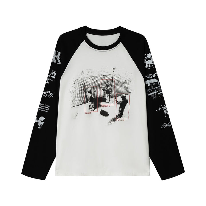 Unisex Raglan-Langarmshirt mit kontrastärmeln, Rundhals und urbanem Fotoprint Echoarchiv
