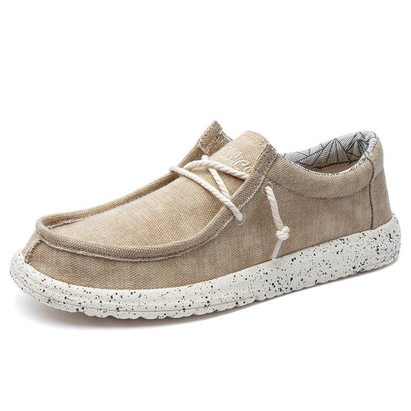 Herren Legerer Canvas-Mokassin-Slipper mit geflochtener Schnürung und gefleckter EVA-Sohle Echoarchiv
