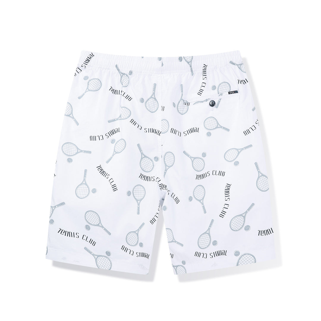 Herren Badeshorts mit Tennis-Motiv und elastischem Bund Echoarchiv
